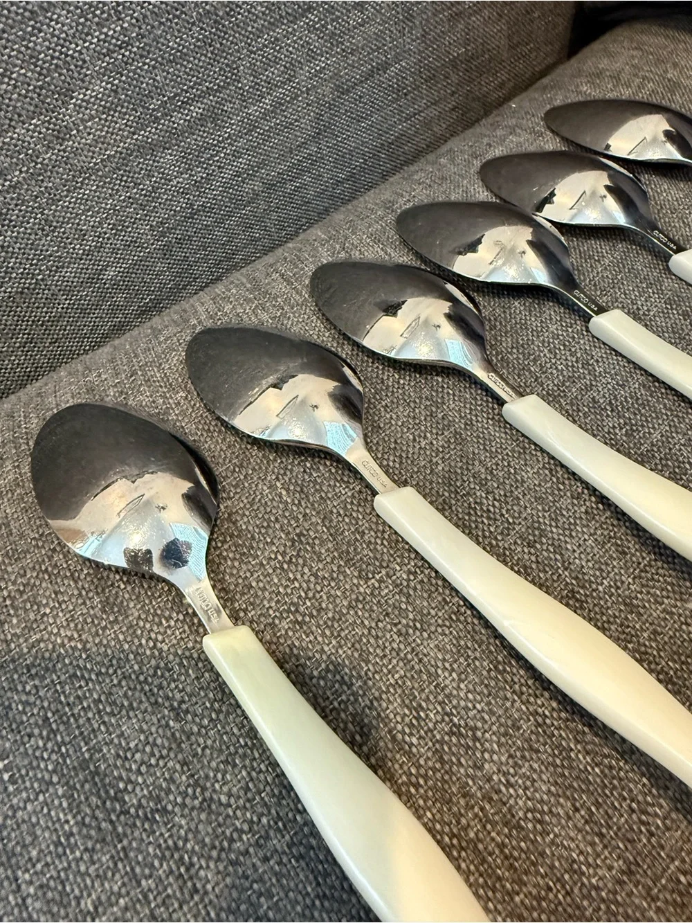 Cutco White Pearl 8” Soup Table Spoons Set of 6 Discontinued Flatware
